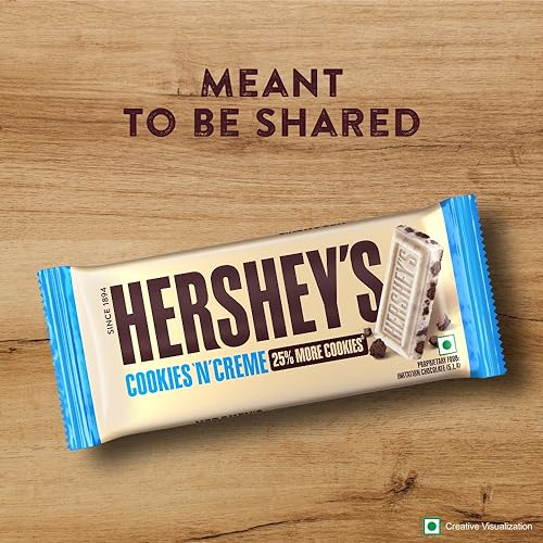 Image of HERSHEY'S Cookies 'N' Creme Bar Chocolate | Delicious Crunchy Delights 40 grams - Pack Of 8