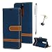 Produktbild Hülle Kompatibel für Nokia 5.1 2018 Schutzhülle Leder Case Handyhülle Tasche Wallet Bookstyle Flipcase Handytasche Kredit Kartenfächer Magnetisch Ständer Rückschale Handycover Cowboy Dunkelblau