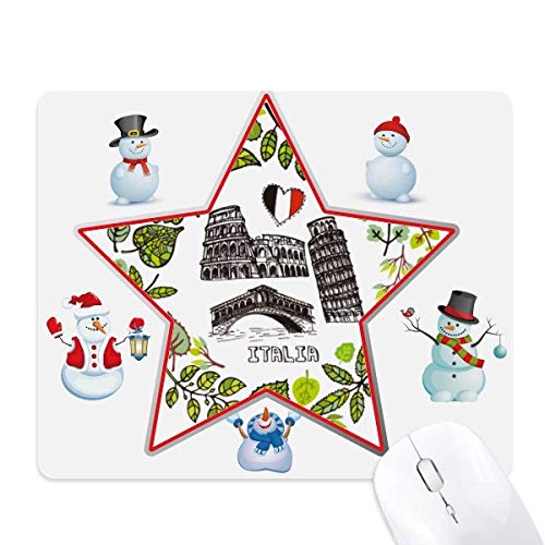 Tapis de souris Italie et bonhomme de neige pour un bureau de télétravail inspirant
