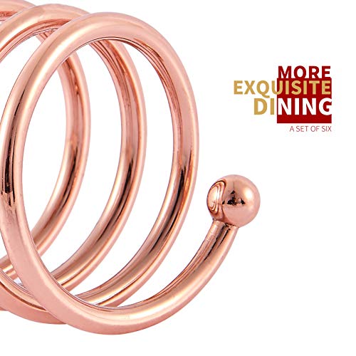 Zcx 6Pcs Spiral Napkin Rings Set, Copper Cloth Napkin Ring, Dinner Napkin Holder For Dinning Table Parties Family Gather Anniversary Birthday Christmas, Rose Gold #TOP1