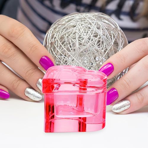 Plato de uñas cristal con tapa forma corazón rosa miniatura 5