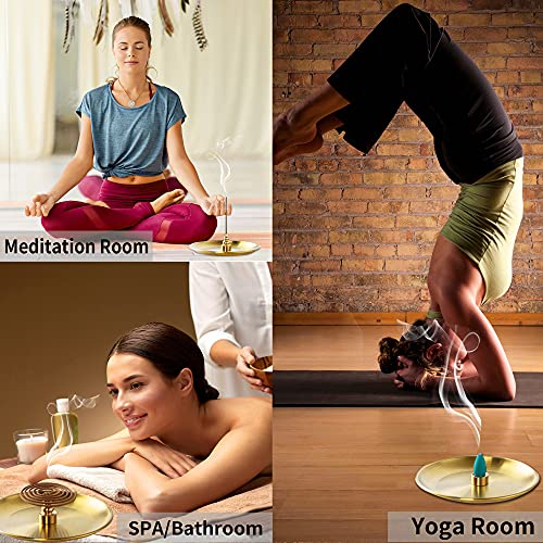 3 In 1 Incense Burner - 5.5 Inch Brass Incense Holder For Incense Sticks/Coil Incense/Incense Cones - Metal Gourd-Shaped Ash Catcher For Meditation Yoga Room Home Decor Zx11S #TOP5