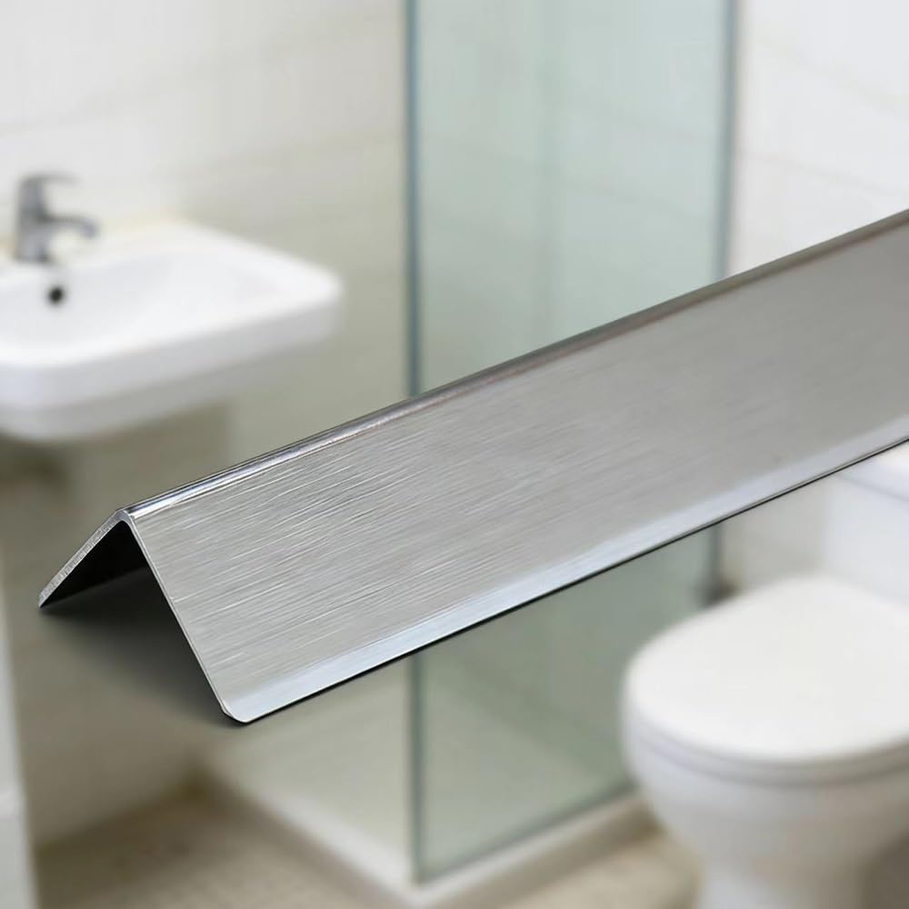 Protectores de esquinas con moldura en L metal for paredes autoadhesivos Tira borde pared lateral doble aluminio for muebles Zócalo Puerta Ventana(Silver,L 100 x W 4cm(39" x 1 3/5"))