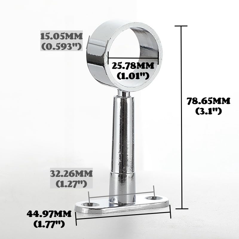 Round Closet Rod Holder Adjustable Height Flange Pipe Rod Holder 1 Inch Wardrobe Clothes Rail Hanger Rod Support Bracket (4 Packs)