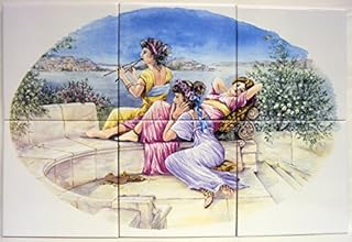 Rainbow Decors Ltd Greek Ladies Ceramic Tile Mural 6 Tiles 15 cm 6" Classic Backsplash Kitchen Bathroom Shower Tiles