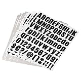 sourcing map 648Stk. Buchstabennummernaufkleber Set 1 Zoll Geschenkkarte 8 Blatt schwarz weiß