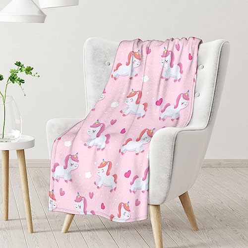 Unicorn Blanket Gifts - 60"x80" Cute Throw for Girls & Women - Pink Soft Fuzzy Blankets for Bed, Couch & Living Room