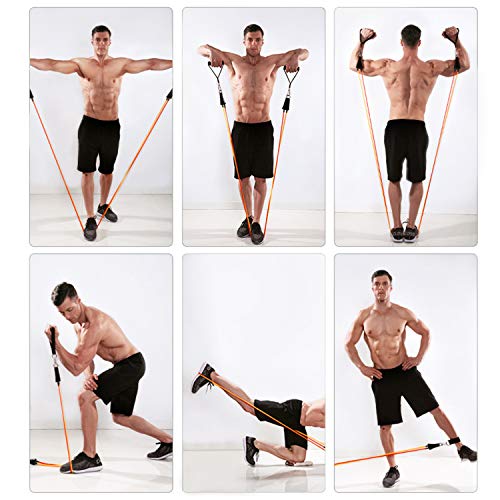 Mokani Resistance Bands Set (11pcs), Exercise Bands with Door Anchor & Handles, Home Gym Equipment Men Women Legs Ankle for Resistance Training,Home Workouts,Fitness