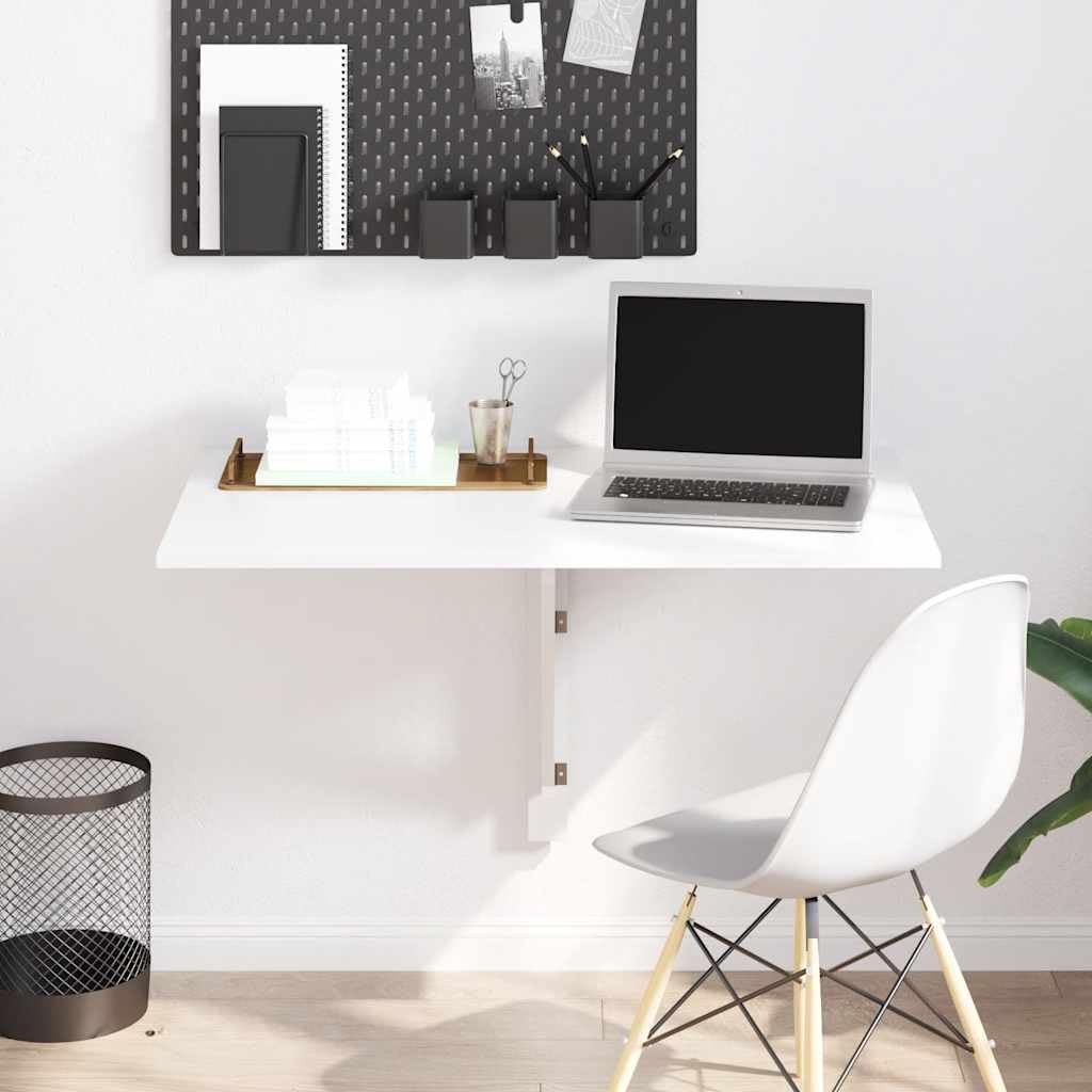 vidaXL Mesa Plegable de Pared Blanca 100x60 cm Mesita Auxiliar Abatilble Muro