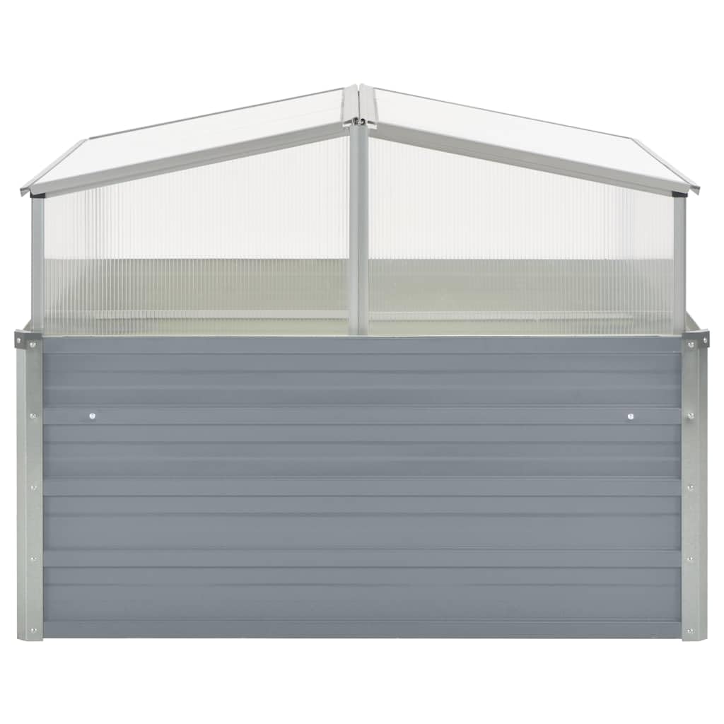 Gewächshaus Grau 100x100x85 cm Verzinkter Stahl Aluminiumrahmen Pflanzgefäß für Balkon Terrasse Garten Kräuter Anzucht mit Sicherheitskanten
