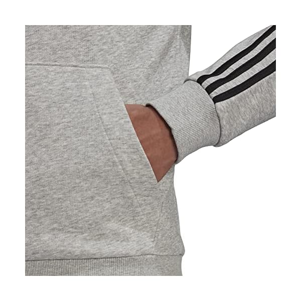 adidas,Essentials 3-Stripes Hoodie,Medium Grey Heather/Black,XLTG - Image 6