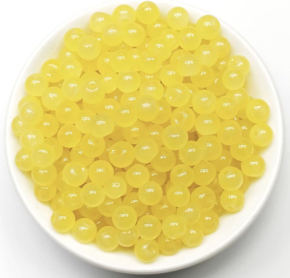 300PCS Glass Beads 6mm Glass Beads for Bracelets Necklaces Jewelry Making DIY Crafts (Yellow) - Image 2