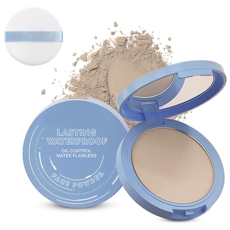 Face Powder - Lasting Waterproof Oil Absorbing Pressed Powdercompact, Brighten Your Complexion, Available in 8 Different Shades (01 Calassic Ivry)