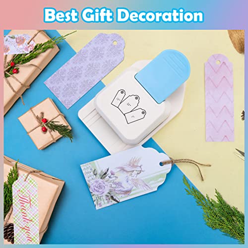 Craft Tag Punch, Windspeed Tag Shaped Paper Punch 3 In 1 Craft Tag Punch Gift Tag Paper Punch 1.5/2/ 2.5 Inches Craft Puncher With Rope/Scrapbooking Cards For Diy Arts Crafts #TOP5