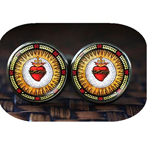 Hanigbibi Sacred Heart Cufflinks, Christian Cufflinks, Religious Cufflinks, Catholic Cufflinks, Christian gift for men, easter gifts