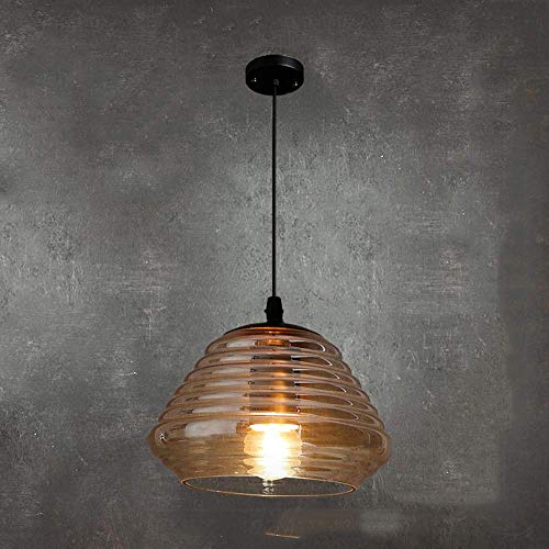 Lampe à suspension industrielle en verre vintage et plafonnier réglable E27