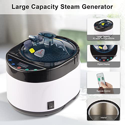 Image of Portable Steam Sauna, Full Size Personal Sauna for Home, with 4L & 1500W Steam Generator, Remote Control, Timer (Single Steam 4L Steamer Set - Dark Grey Orange Rim, 33.85 inch x 33.85 inch x 65.74 inch)