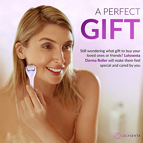 Lolysenta-Derma-Roller-025mm-Titanium-Microneedle-Roller-for-Face-Microdermabrasion-Facial-Roller-Microneedling-Dermaroller-Includes-Storage-Case