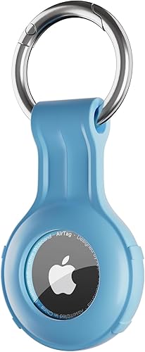 ColorCoral Holder for AirTag 1st / 2nd gen Ultra Light Silicone Sleeve for AirTags Durable case Anti-Scratch Protective Skin Cover with Anti-Losing Keychain Ring Accessory SkyBlue