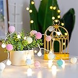 ChiRee Pom Poms Fairy Lights - 6.56 Feet, 20 LED, Battery Operated, Warm White Globe Lights for Home, Bedroom, Kids Playhouse, Holiday, Christmas