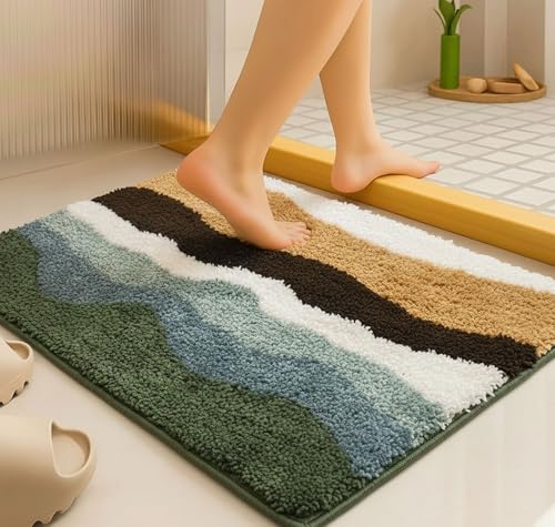 Image of HOMEKART Microfiber Bath Mat 2000 GSM, Super Soft & Absorbent Anti-Skid Bathroom Floor Mat, Quick Dry Door Mat for Bathroom, Bedroom & Kitchen (40x60 cm, Multicolor)