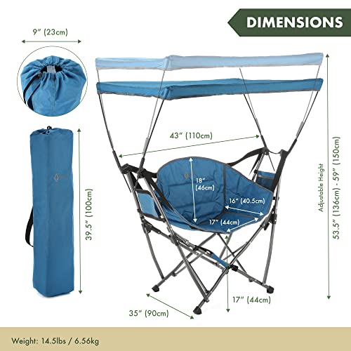 Arrowhead Outdoor Portable Folding Swinging Hammock Camping Chair, Removable Canopy, Perfect For Stargazing, Cup Holder, Storage Pouch, Carrying Bag Included, Supports Up To 300Lbs, Usa-Based Support #TOP3
