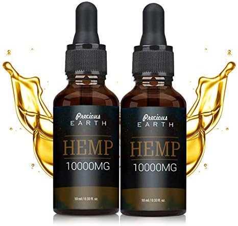 (2 Pack) Precious Earth Hemp Natural Oil (10000MG-10ML), High Strength Formula, Rich in Omega 3-6-9 & Vitamins, Vegan Friendly