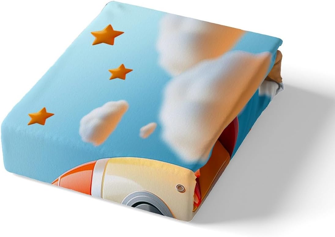 jejeloiu Aircraft Bed Sheets Set King Size Kids Helicopter Flying Plane Sheet Set Teens Travel Decor Bedding Breathable Soft Lightweight Microfiber 16 Inch Deep Pocket 4 Piece Room Decor