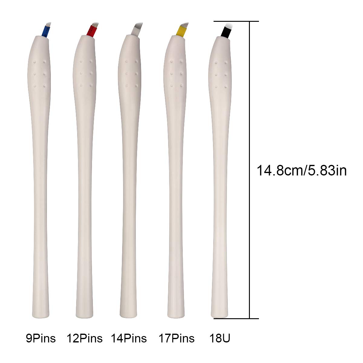 Guapa 10pcs Manual Disposable Microblading Pens with Blade Needle Tebori Pen 12/14/17/18U Pin Ombre Brows Lip Liner Training Permanent Makeup Embroidery Handpiece (14Pin)