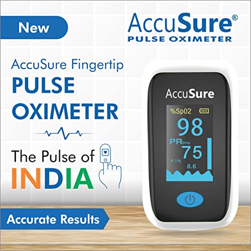 Image of AccuSure YK011 Fingertip pulse oximeter with OLED Display, Audio Visual Alarm measures Blood Oxygen Saturation and Pulse Rate Monitor, Multicolor