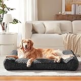 JOEJOY XL Orthopedic Dog Bed for Large Dogs Up to 80lbs - Extra Thick Foam Pet Bed Sofa with Bolster Sides, Large Sized Dog Couch Bed with Removable Washable Cover, Non-Slip Bottom, Grey (42'x30')