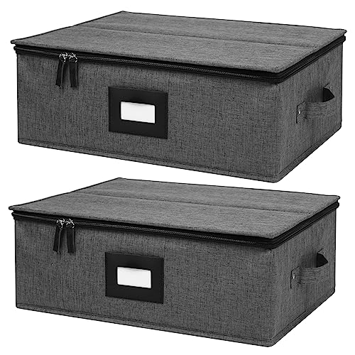 Mayniu 2 Pack Mug Storage Box with Dividers, Hard Top Cup Storage Containers for Coffee Mug & Tea...