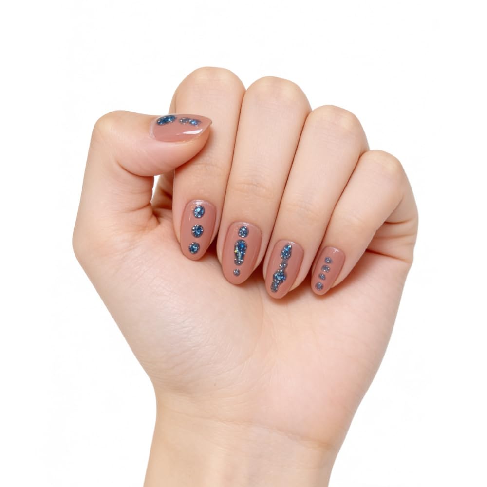 Handmade Press on Nails, 100% Handcrafted Nail Art Set with Rhinestones & Hand-Painted Patterns, Reusable & Skin-Friendly Fake Nails for Women, Customizable Design