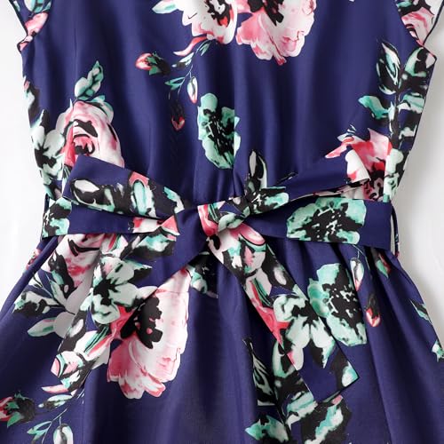 Short-Sleeve Splicing Butterfly and Floral Print Dress for Mommy and Me4