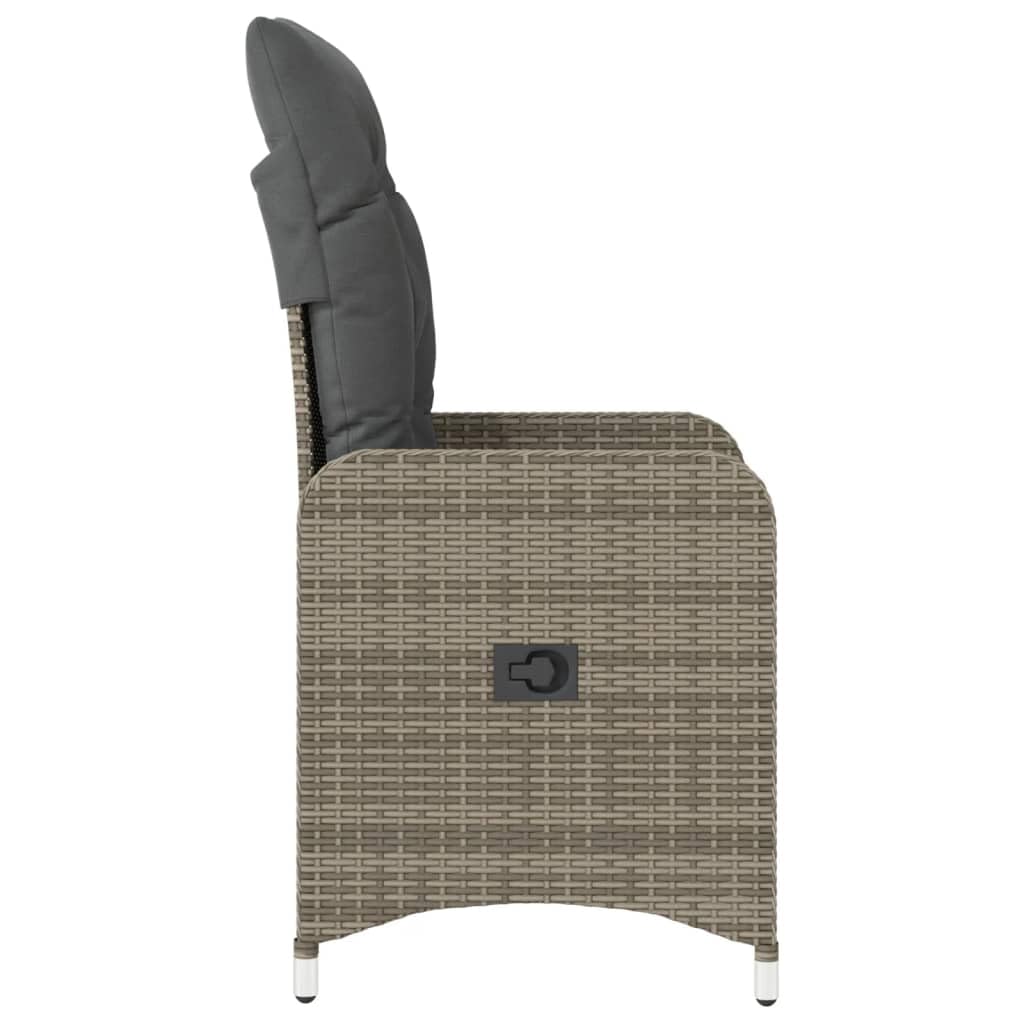 Poltrona da giardino con cuscino, regolabile, in polyrattan, resistente alle intemperie, per esterni, con braccioli e imbottitura rimovibile, ideale per balcone, terrazza, giardino