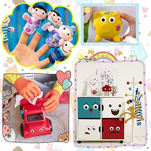 200 Pieces Wiggle Eyes, FEBSNOW Googly Eyes Self Adhesive Black White Plastic Googly Eyes Mixed Assorted Sizes Sticker Eyes for DIY Crafts Decoration(6mm -12mm) - 4