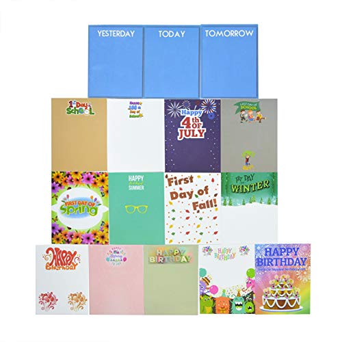 Eamay Classroom Monthly Calendar Pocket Chart With 43 Pocket, 3 Storage Pockets For Easy Wall Or Stand Chart (Blue) #TOP5