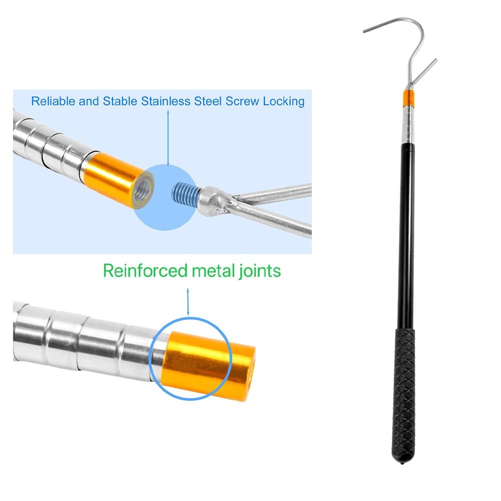 Asta apritetto retrattile 53,5-160 cm, regolabile in acciaio inox, strumento di apertura con gancio per camper, roulotte, lucernari di casa
