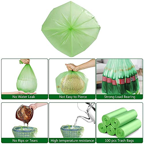 Image of Biodegradable Trash Bags -Eco Tone 19-21 inch Tall Kitchen Green Garbage Bags Medium Wastebasket Bags for Bathroom Home Bedroom Office Garbage Can (Pack of 10 Roll)