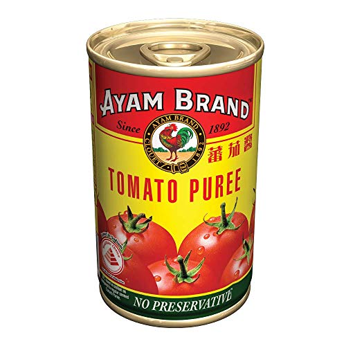 Ayam Brand Tomato Puree | Made with 100% Natural Tomatoes | Great Taste | Rich in Fibre | Ideal for Home Cooking for Authentic Dishes | Low in Fat | No Cholesterol | Halal | Serves 5 - 160g