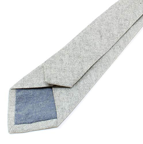 Image of Men's Chambray Cotton Skinny Necktie Tie Textured Distressed Style - 2.5 inch Width