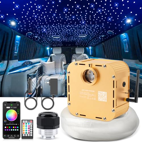 Image of 32W Twinkle Starlight Headliner Kit, 1000pcs of (0.03+0.04+0.06in)*13.1ft LED Fiber Optic Lights Kit, Star Ceiling Light+10 Crystals+Adapter+Car Use Plug for Car /Home with Music Mode
