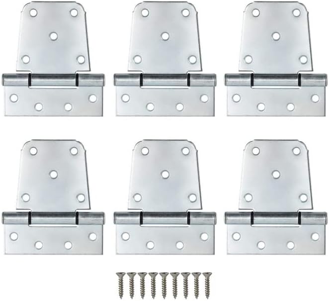 Home Master Hardware 3-1/2 inch Heavy Duty T Hinge Gate Hinges Zinc Plated with Screws 6-Pack (Zinc Plated)