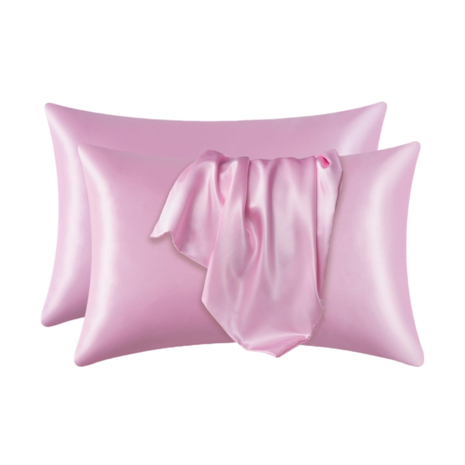 Silky Pillow Covers, Silk Pillowcases Multicolor Multiple Sizes for Hair Skin Care(Pink,1PCx51x66cm(20x26in))