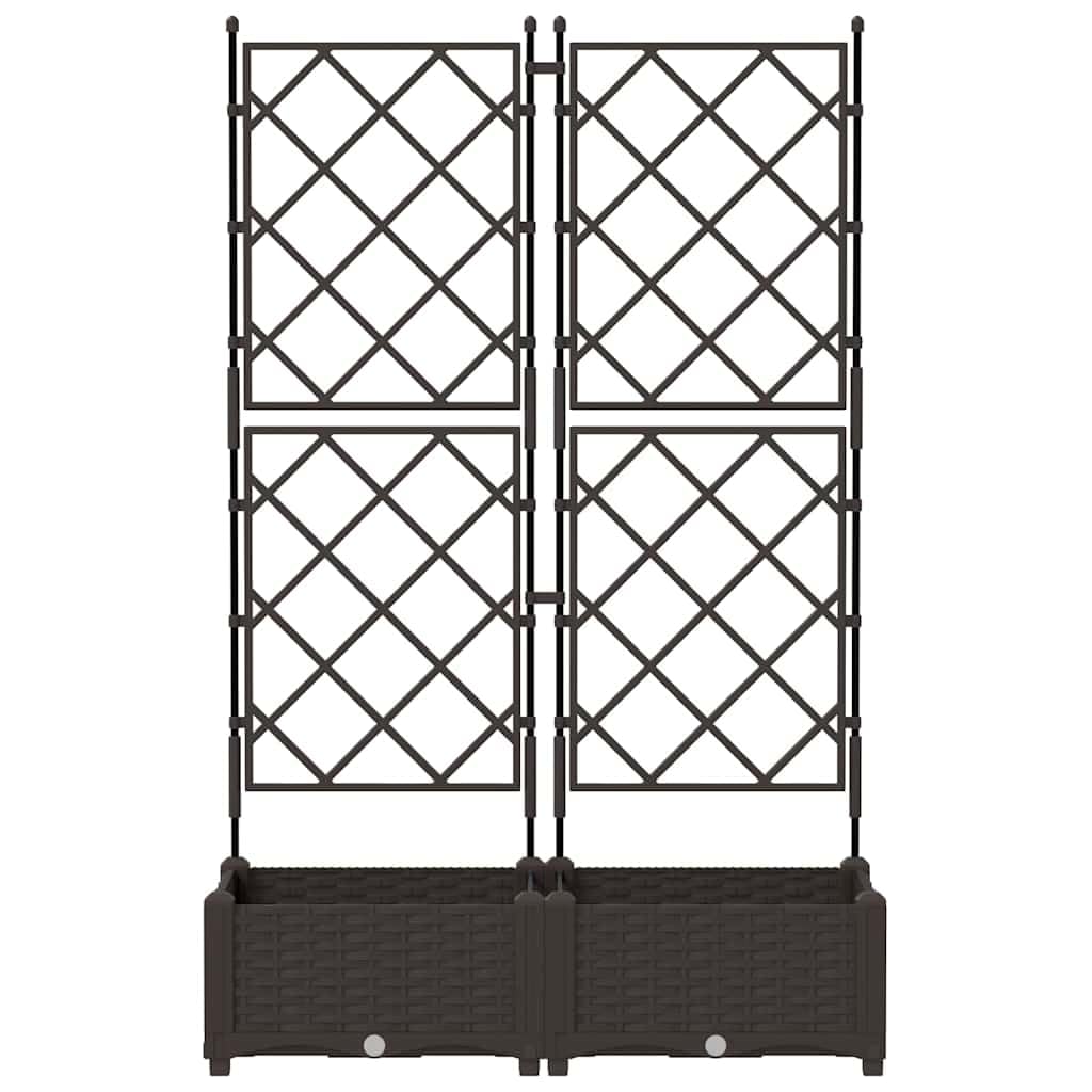 Cache-Pot de Jardin Marron en Plastique résistant 80 x 40 x 125,5 cm 2 pcs avec Treillis pour Jardin et terrasse extérieur, Pots surélevés pour Fleurs et Culture