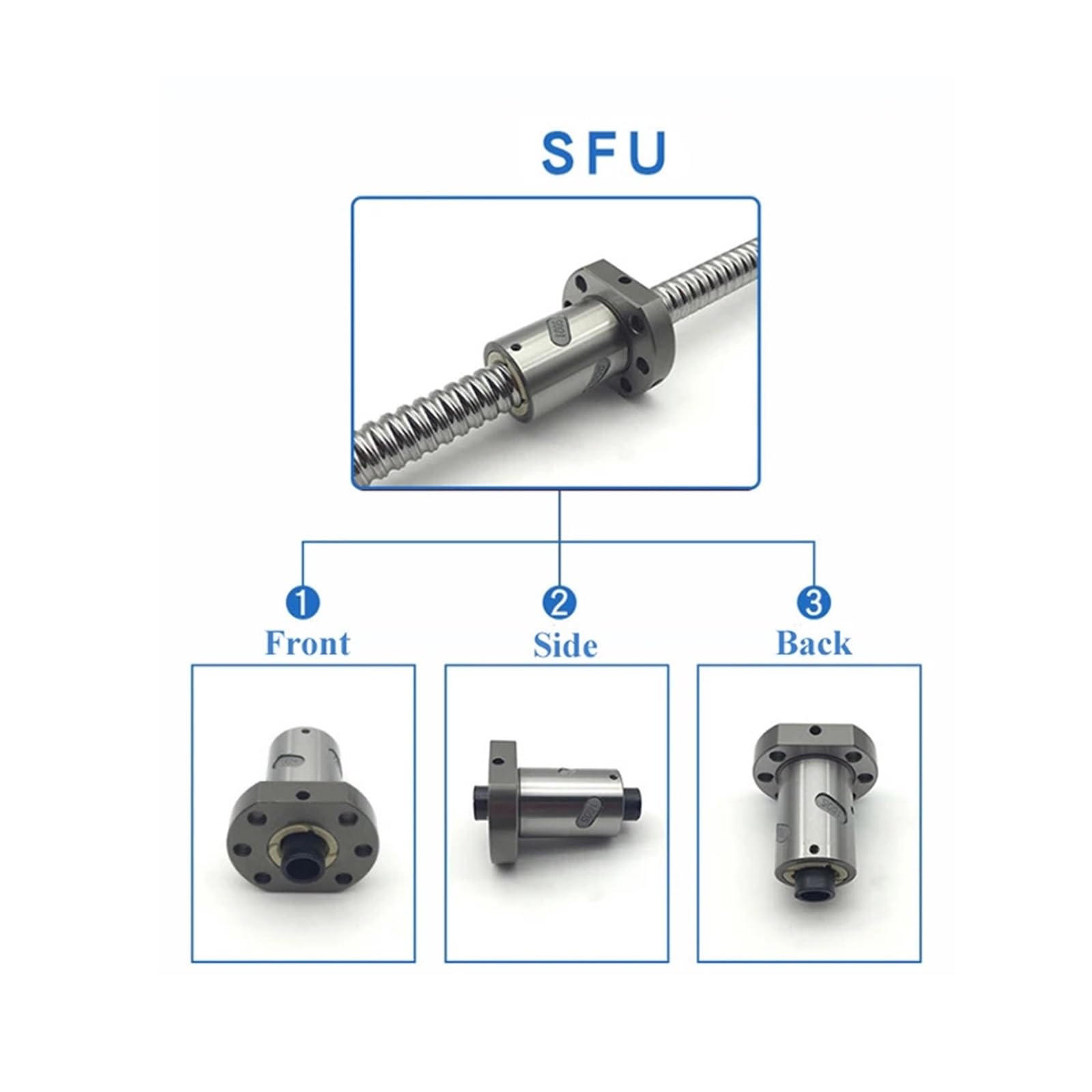 Tuerca de husillo de bolas de metal El CNC de la impresión 3D de la nuez SFU1204-2505 de la cintura del tornillo de bola C7 parte la longitud 150-1150m m ningún procesado ( Color : 1605 , Size : 1000m