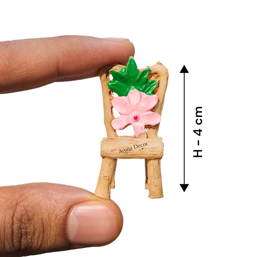 Image of Miniature Table Chair Set for Kids, Garden Decor, Doll House Accessories, Miniature Garden Decoration, 4cm (Brown Chair Table)