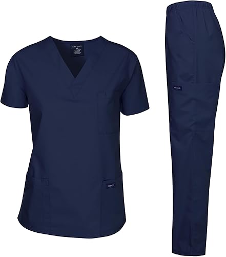 Dagacci - Ropa quirúrgica para mujer y hombre, conjunto de blusa y pantalón de ropa quirúrgica