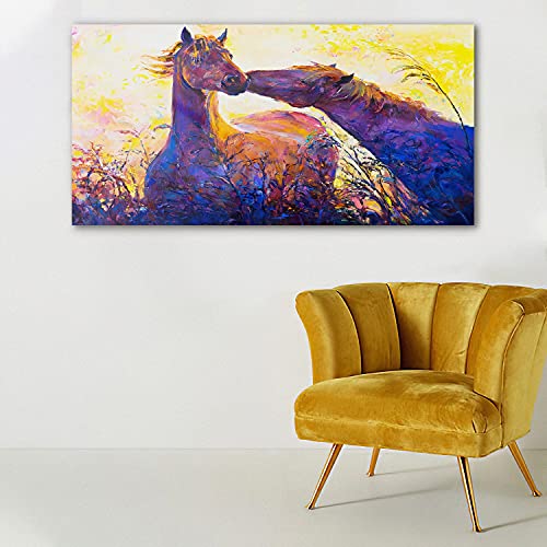 Art mural en verre trempé 140x70cm design luxe motif cheval - 3