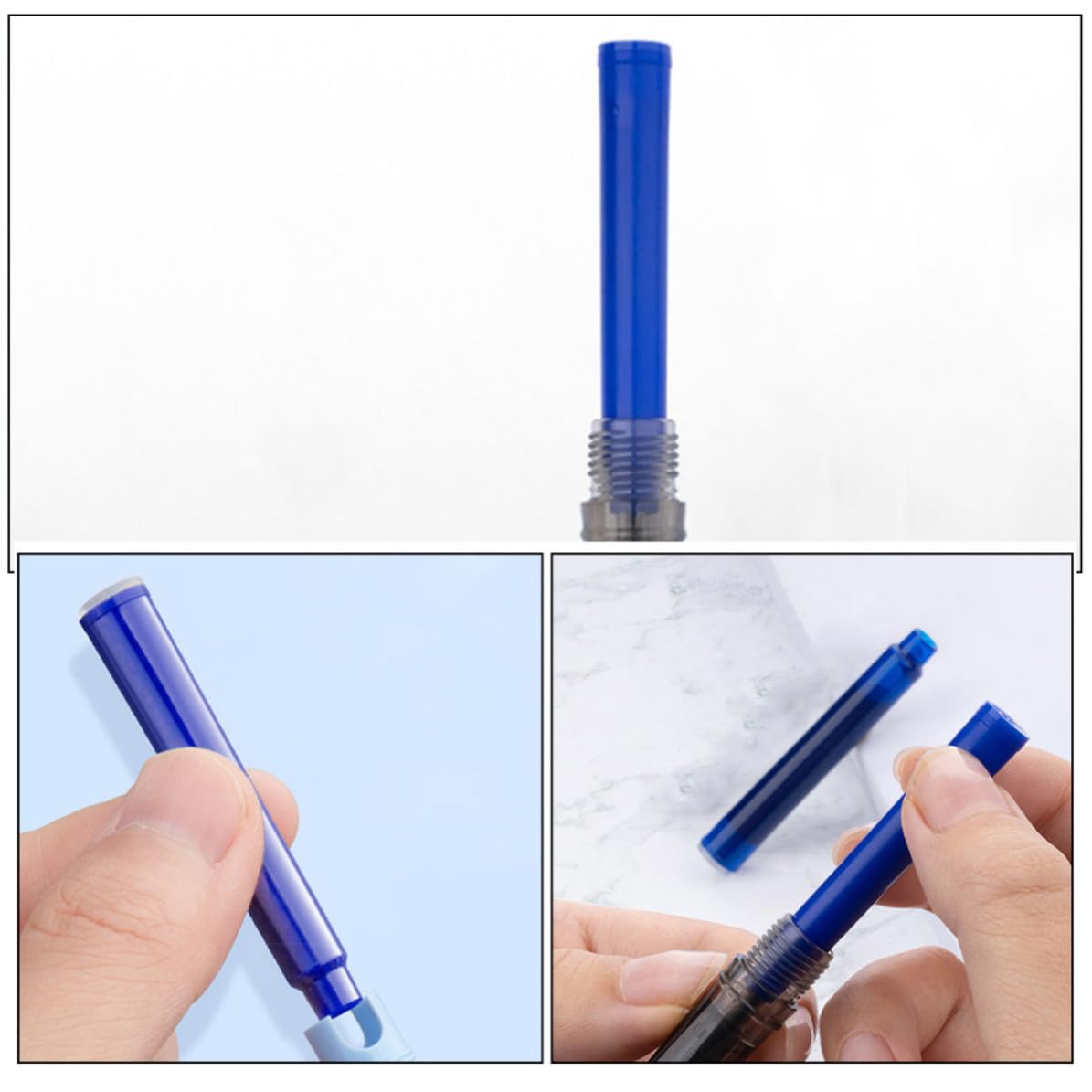 Vaguelly 100 Recambios de Tinta Azul Reemplazables para Plumas Estilográficas, Flujo de Tinta Suave, Material Plástico, Ideales para Oficina y Caligrafía